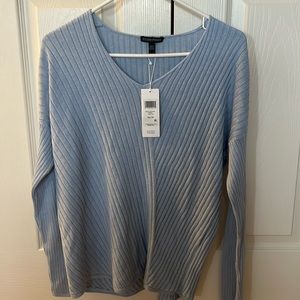 Eileen Fisher XS Organic Cotton Silk BlueV-neck Sweater.